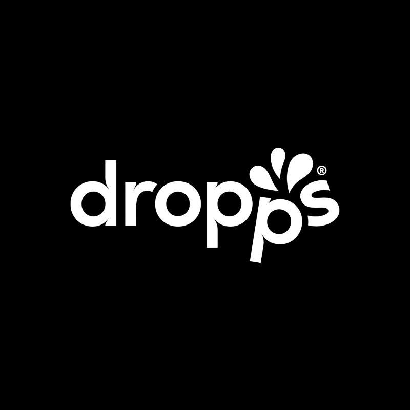 dropps white logo black bagckround