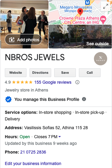 Google My Business with great reviews