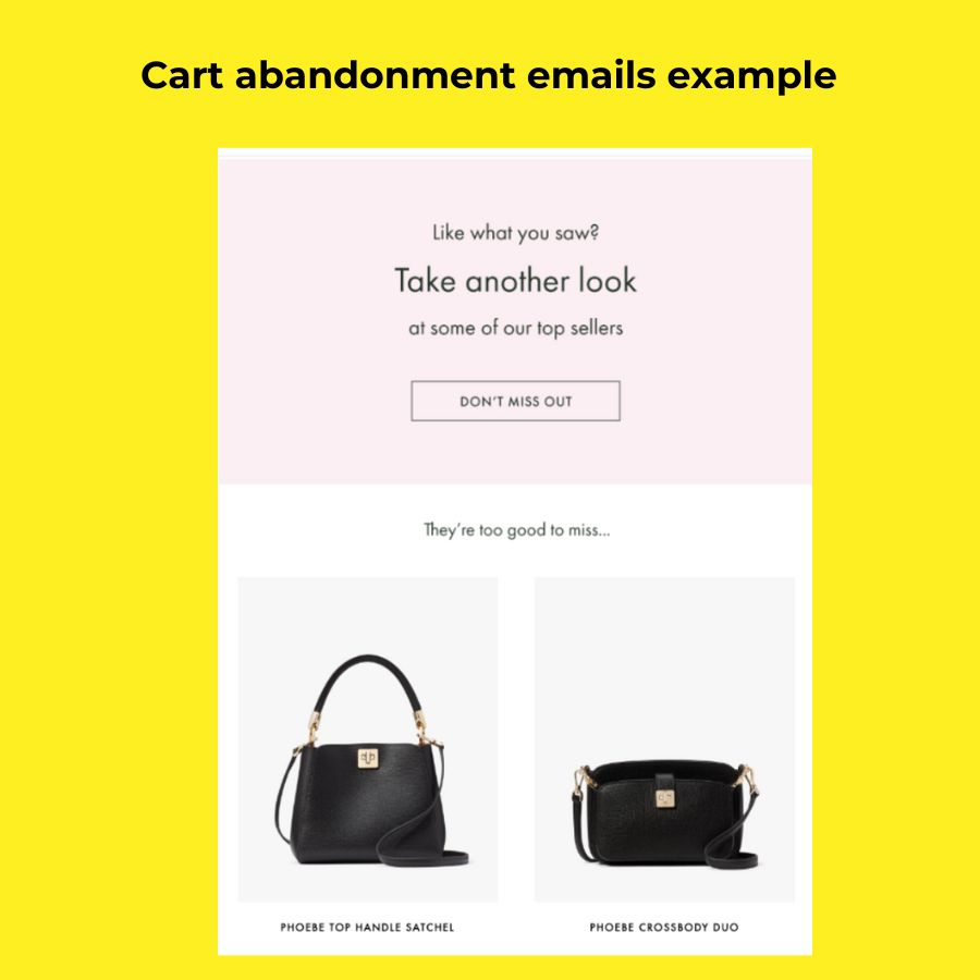 Cart abandonment emails example